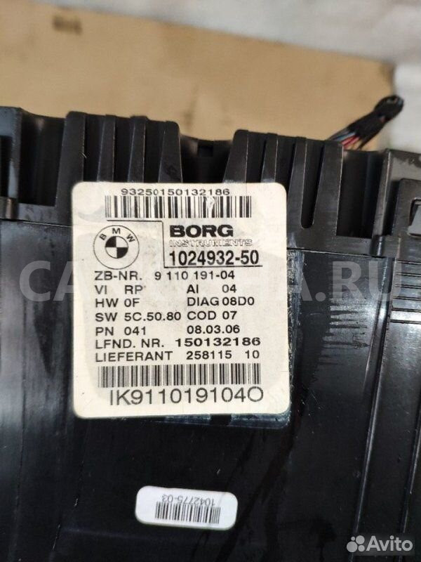 Панель приборов BMW 1 E87 N46B20 2007 BMW 1er оригинальный номер 62 10 9 283 793