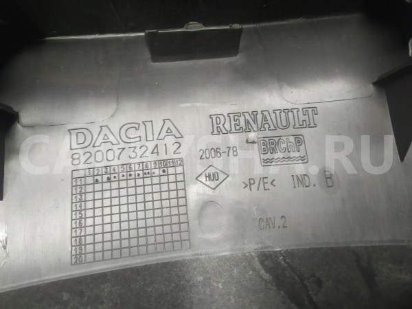 Обшивка двери багажника Рено Сандеро Renault 14 оригинальный номер 8200732412