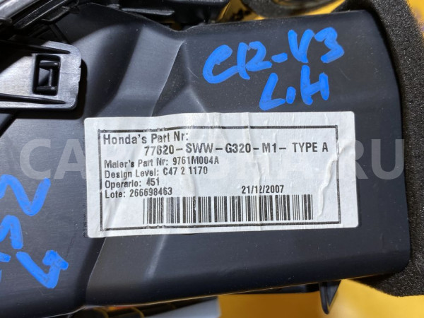 Дефлектор обдува салона Honda CR-V III (2006—2009) Honda CR-V оригинальный номер 77625SWWG01ZA