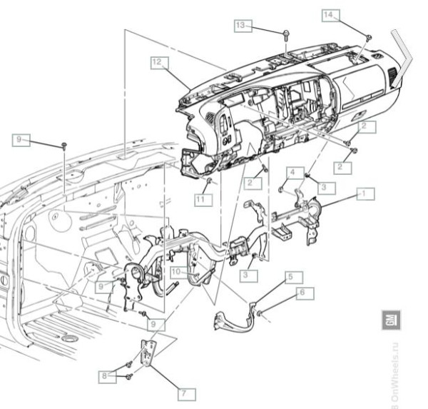 Кронштейн крепления торпеды Cadillac Escalade 3 (2006-2014) Cadillac Escalade 