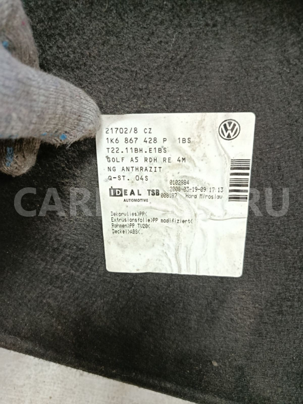Обшивка багажника правая VW Golf Mk5 2003-2009 Volkswagen Golf оригинальный номер 1K6867428P