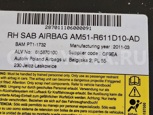 Подушка безопасности боковая (в сиденье) Ford Focus 