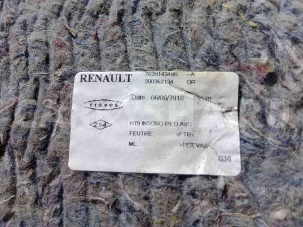 Шумоизоляция Renault Duster I рестайлинг (2015—2021) Renault 15 оригинальный номер 762h14348r