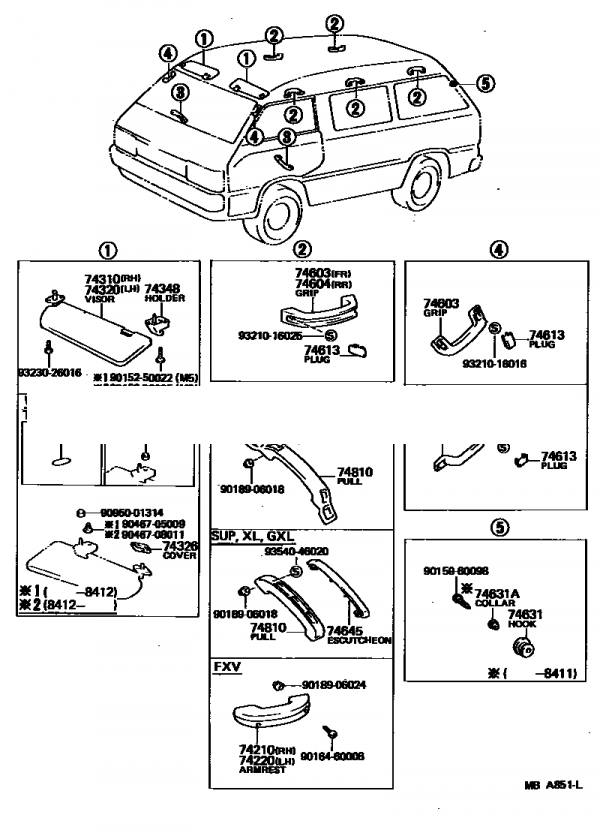 Козырек солнцезащитный (левый) - Ivory | CM20V | Toyota LiteAce III оригинальный номер 74310-95708-08 , 743109570808