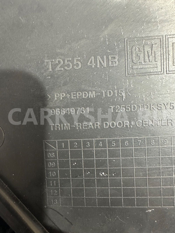 Обшивка задней правой двери Chevrolet Aveo T250 Chevrolet Aveo оригинальный номер 96649731